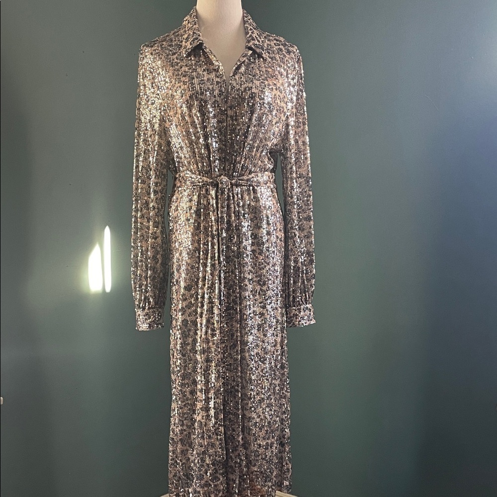 Badgley Mischka Collection
Sequined Leopard-Print Duster or Dress - Picture 2 of 7